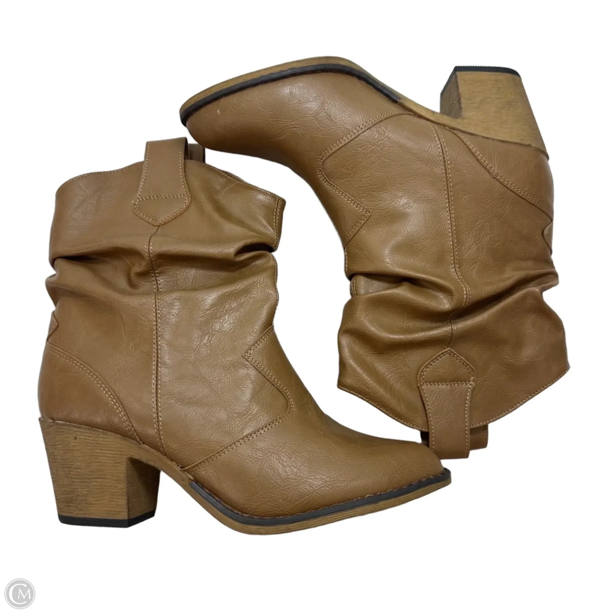 Boots Ankle Heels By Clothes Mentor In Tan, Size: 9
