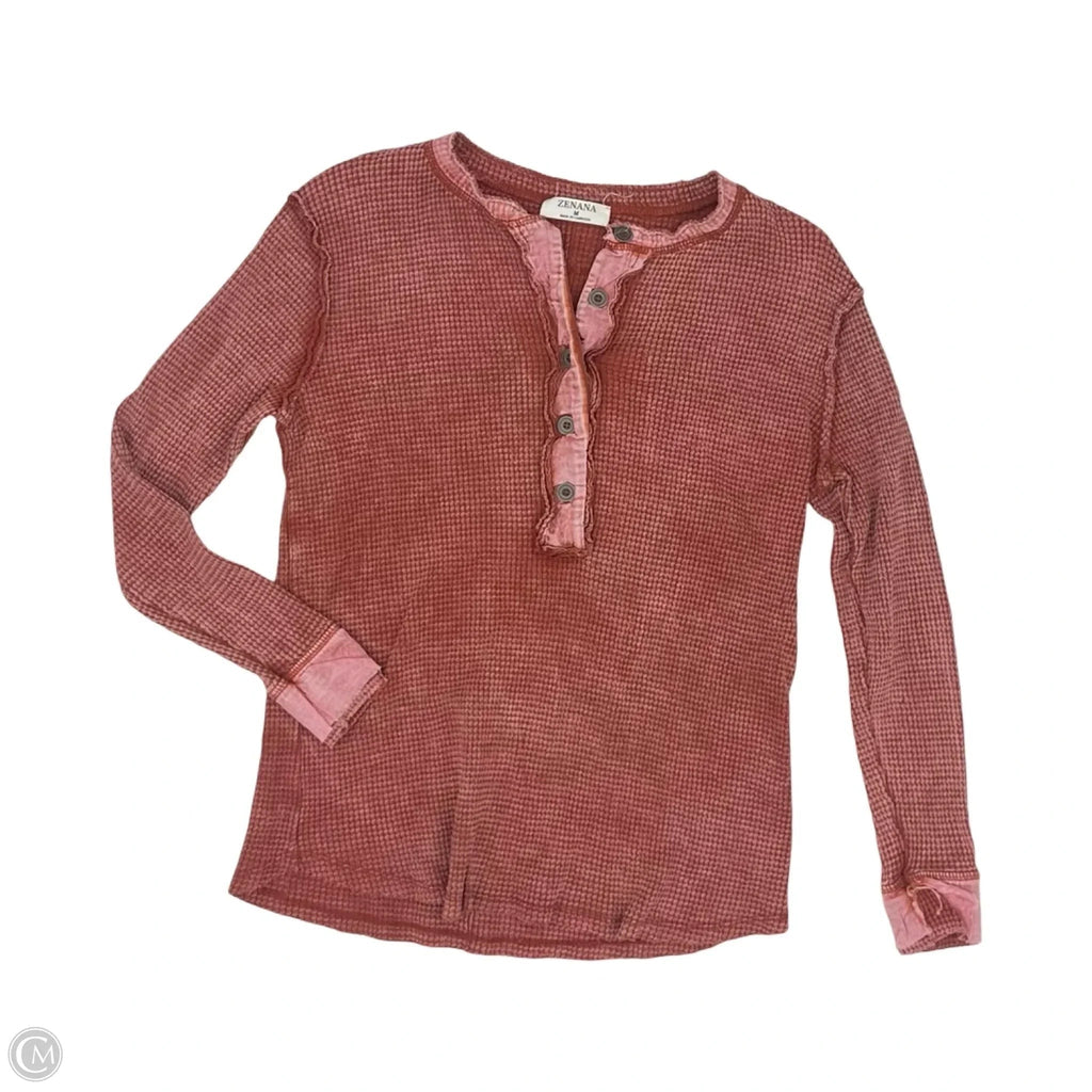 Top Long Sleeve By Zenana In Red, Size: M