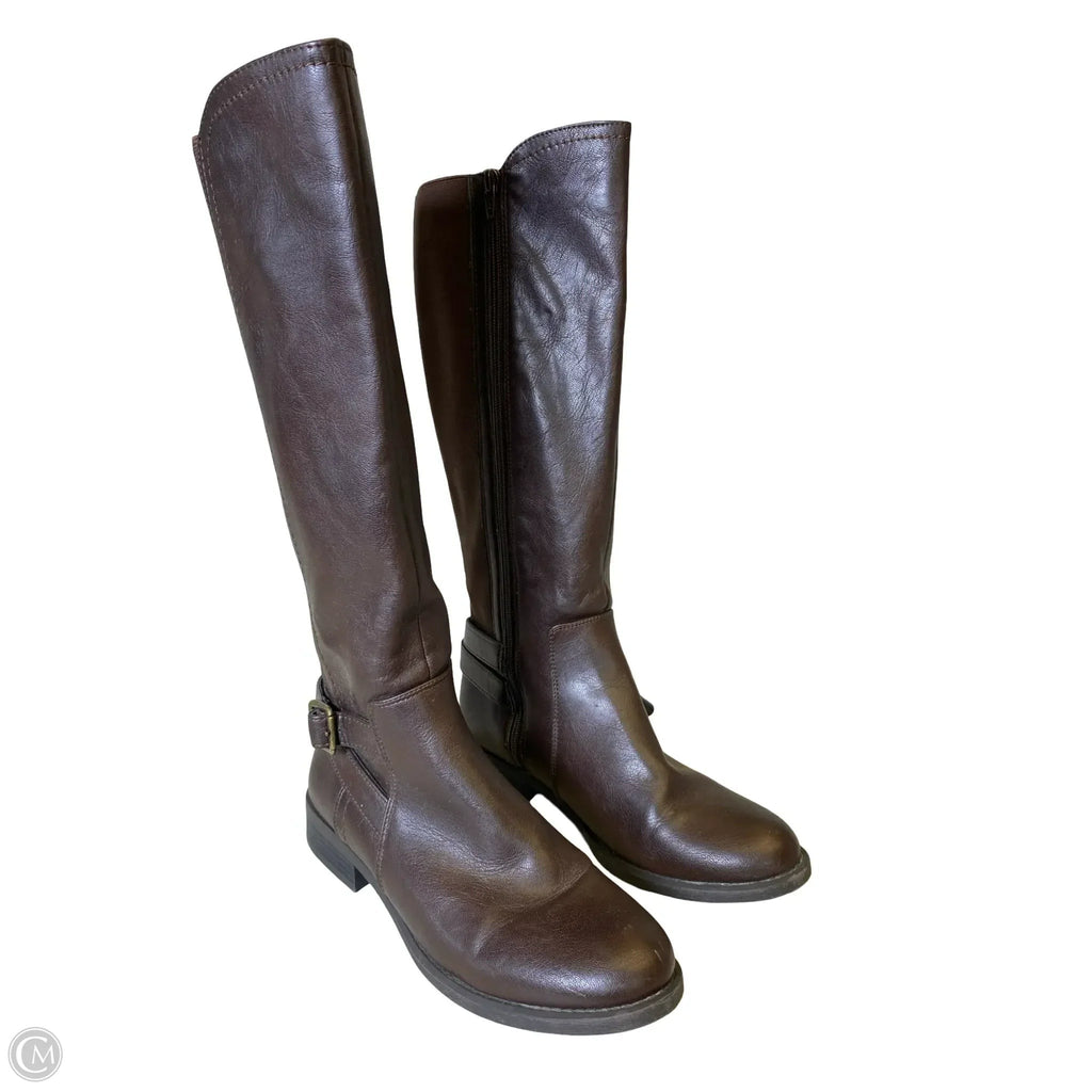 Boots Knee Flats By Nine West In Brown, Size: 10