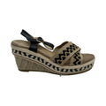 Sandals Heels Wedge By Clothes Mentor In Brown & Cream, Size:8.5