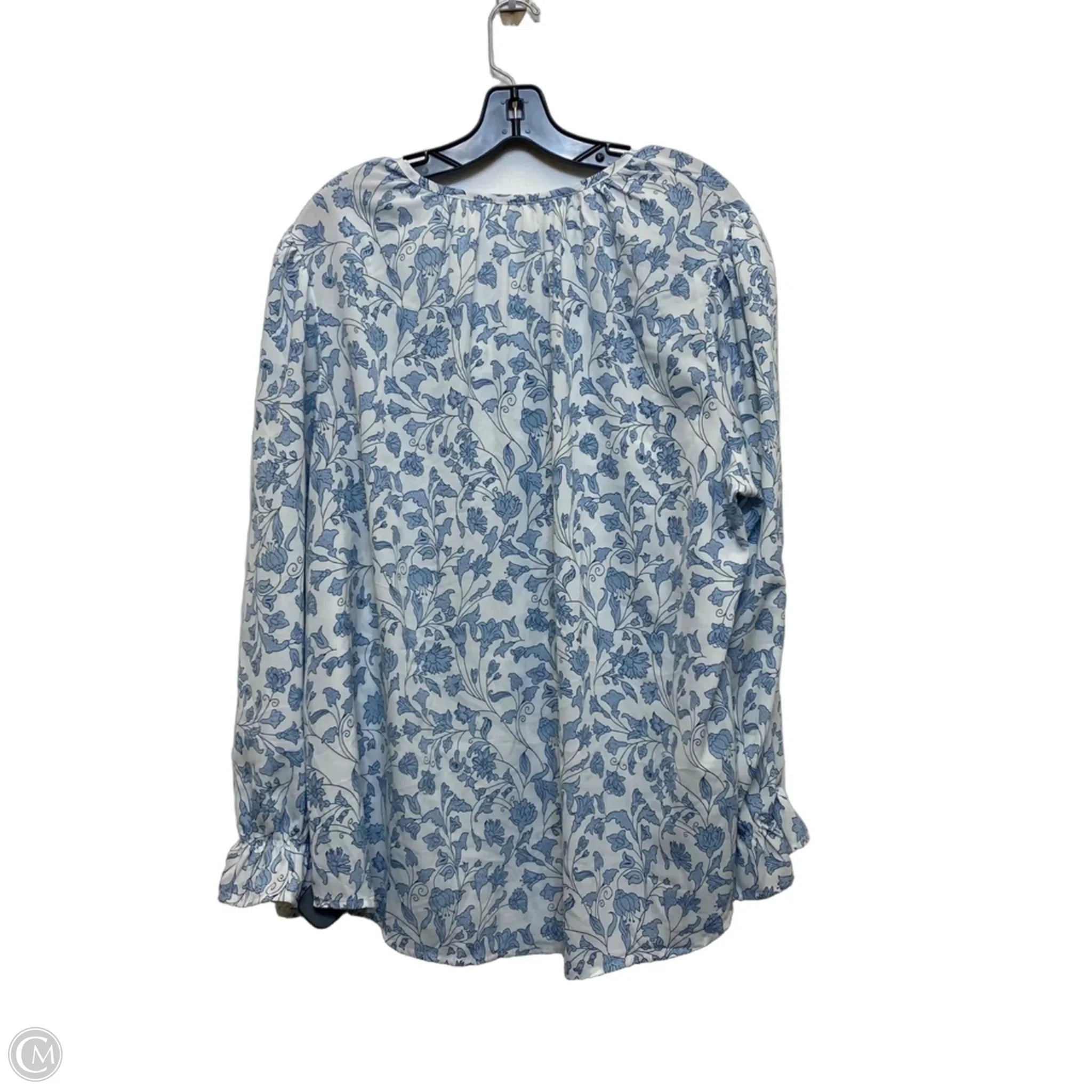Top Long Sleeve By Cmf In Blue & White, Size: 3x