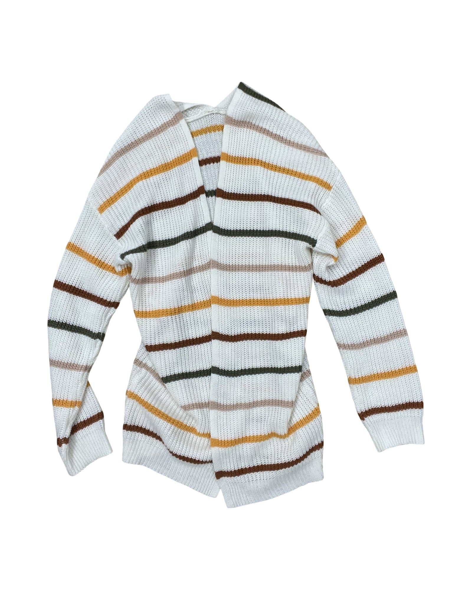Sweater Cardigan By Shein In Cream & Orange, Size:M