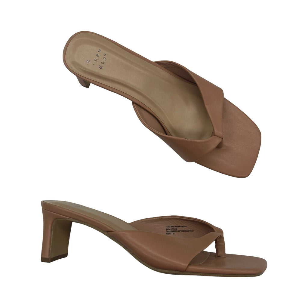Sandals Heels Kitten By A New Day In Tan, Size:10