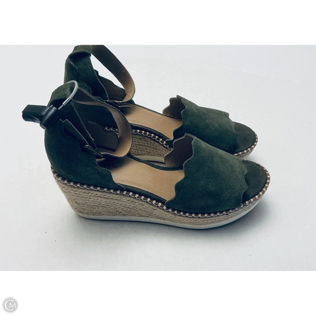 Sandals Heels Wedge By Crown Vintage In Green, Size: 8.5