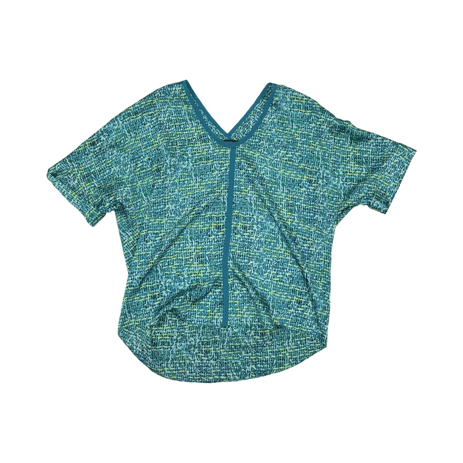 Blouse Ss By Tahari In Blue & Green, Size:M
