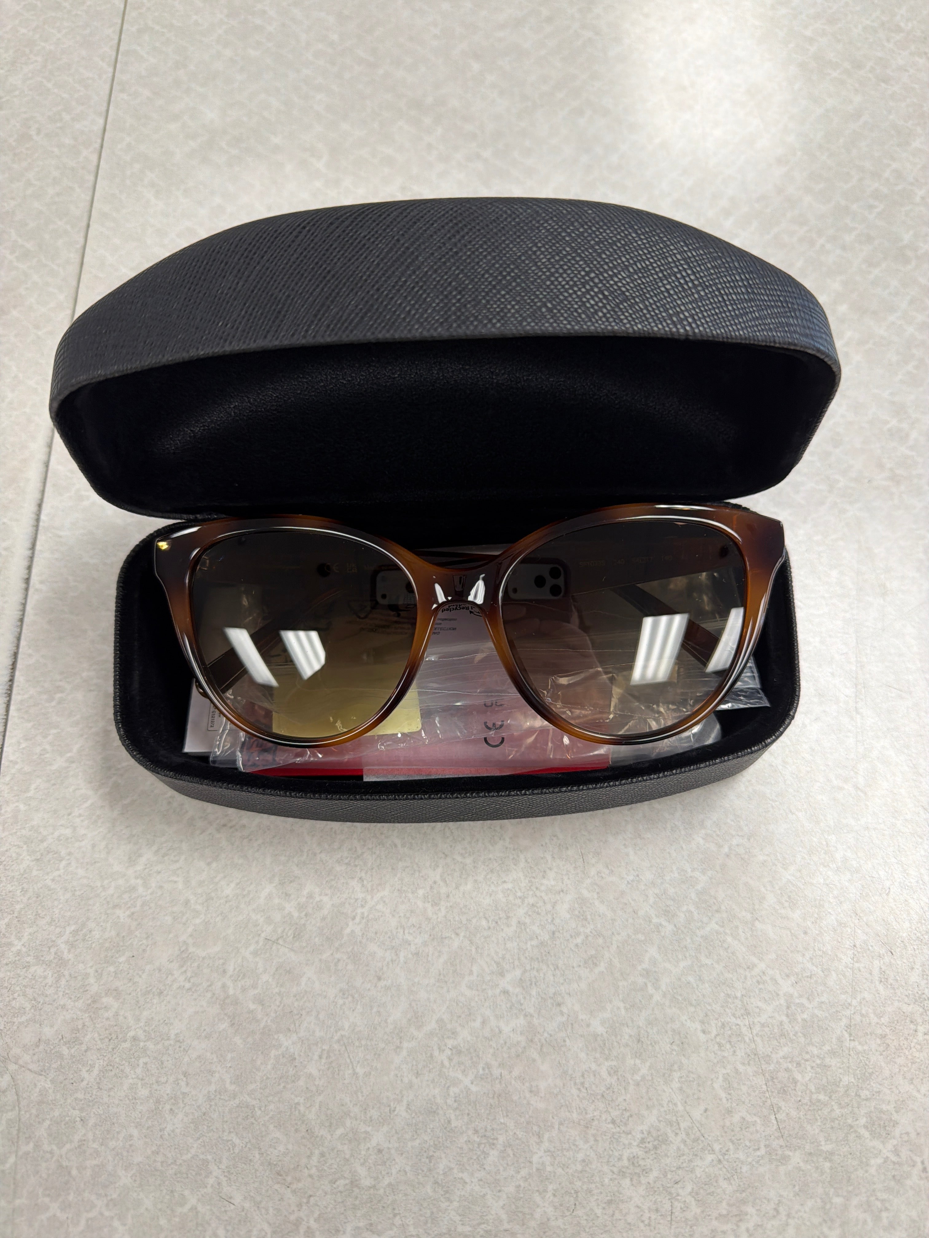 Sunglasses Luxury Designer By Ferragamo In Tortoise Shell Print, Size: