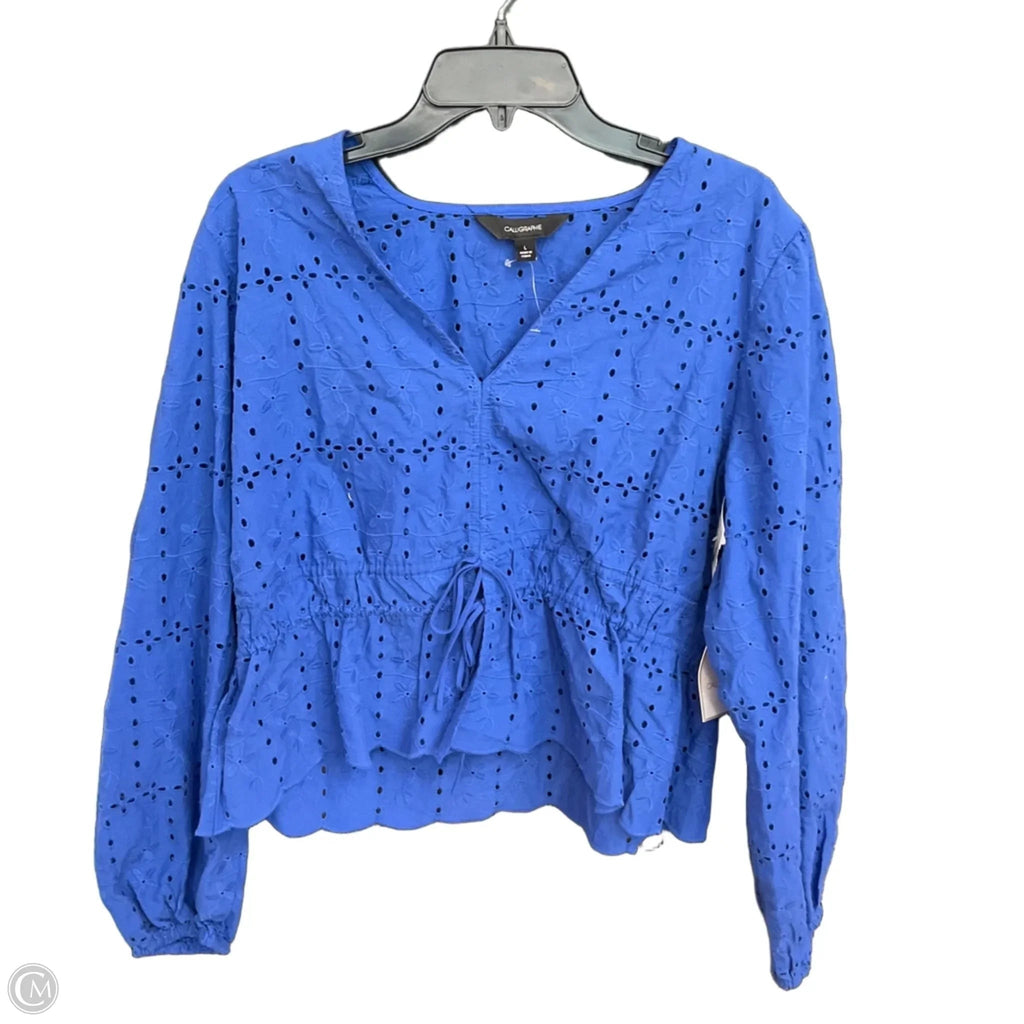Top Long Sleeve By Calligraphie In Blue, Size: L