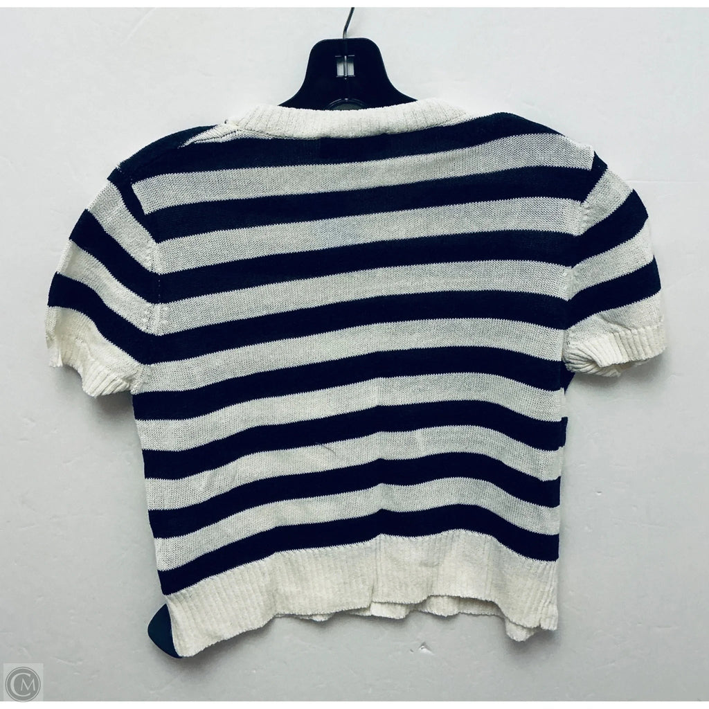 Top Short Sleeve By Zara In Striped Pattern, Size: M
