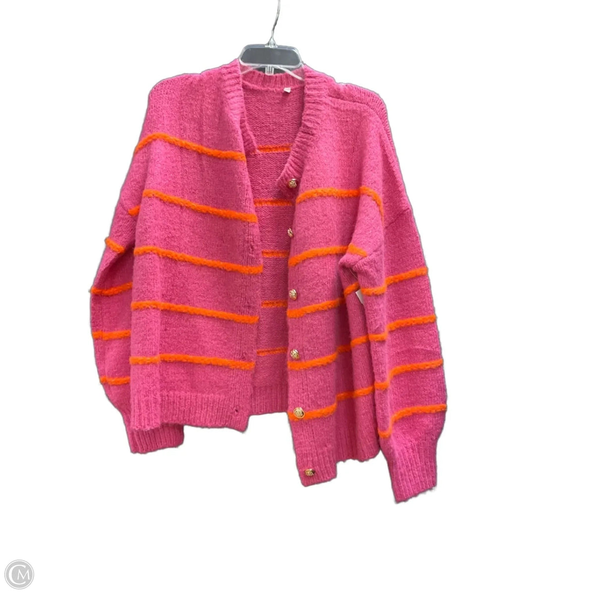 Cardigan By Clothes Mentor In Orange & Pink, Size: Xl