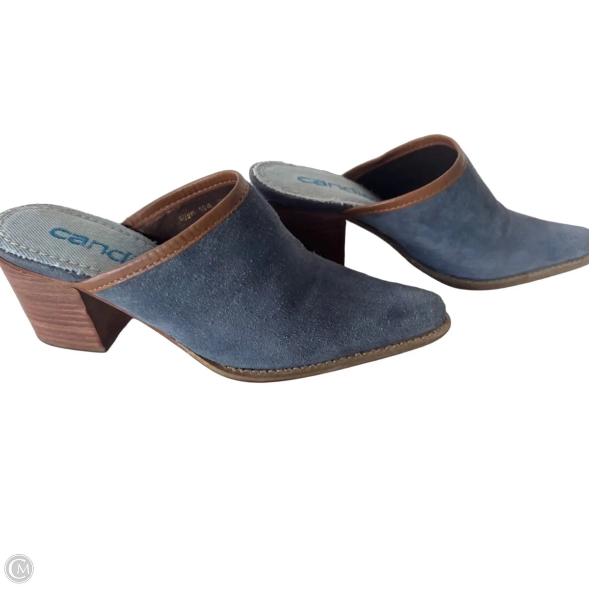 Boots Ankle Heels By Candies In Blue & Tan, Size: 6.5