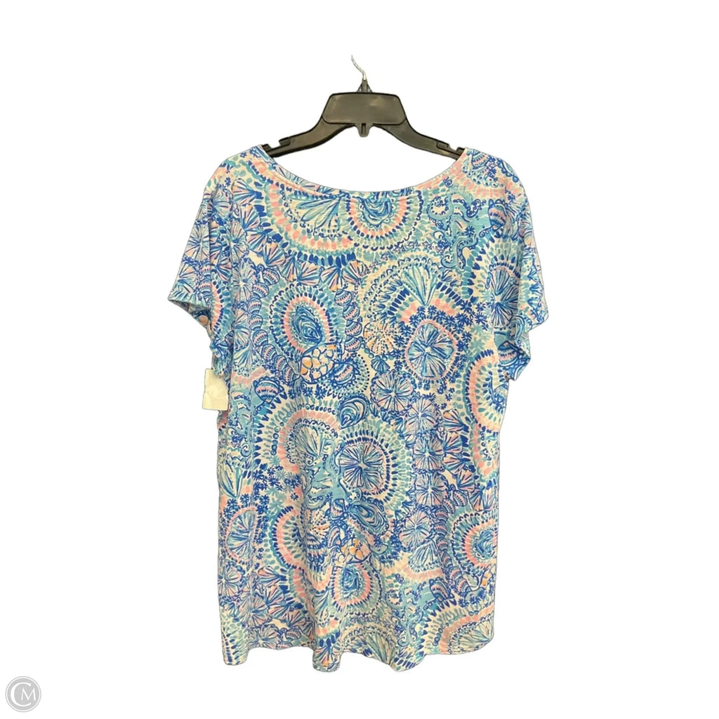 Top Short Sleeve Designer By Lilly Pulitzer In Blue, Size: Xxl