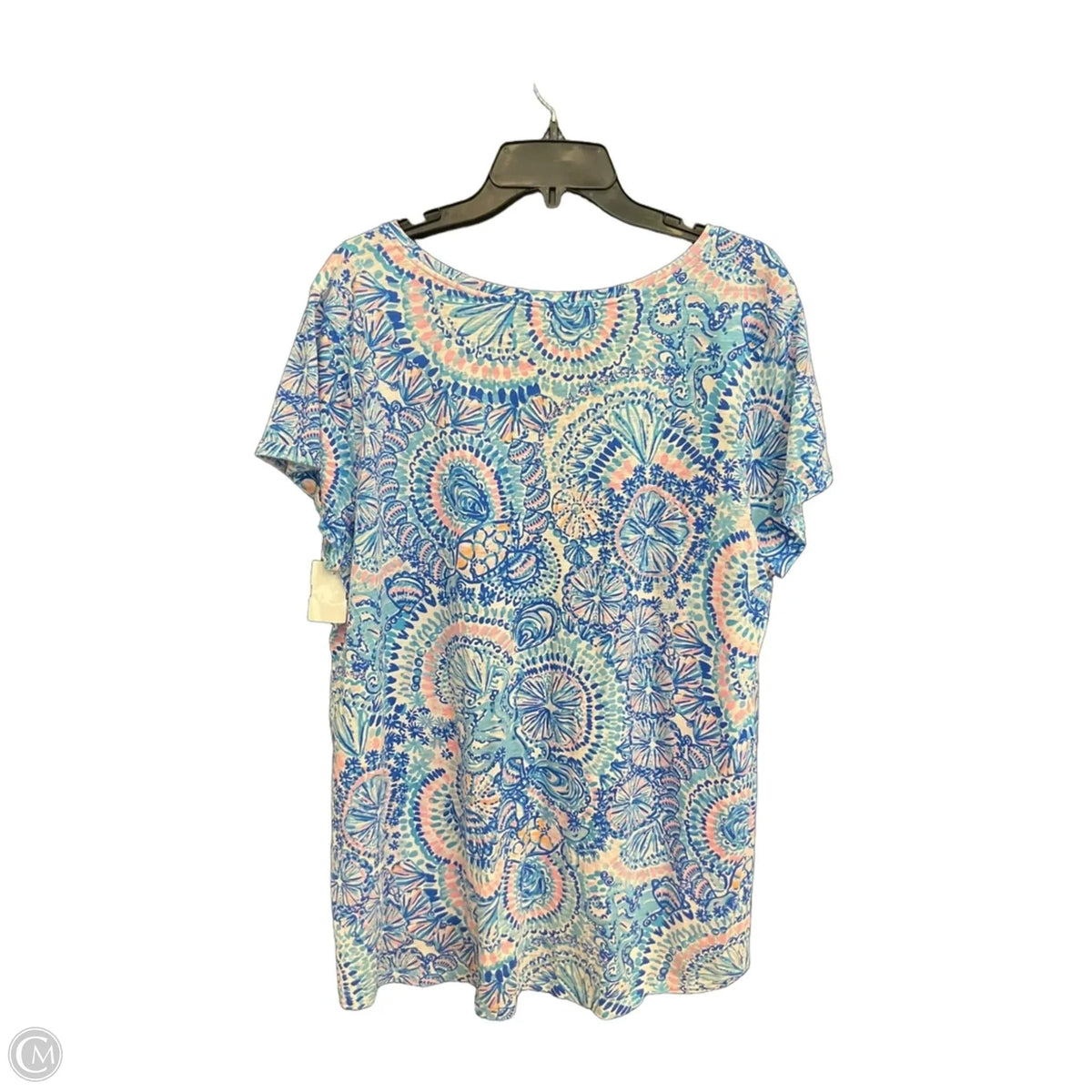 Top Short Sleeve Designer By Lilly Pulitzer In Blue, Size: Xxl
