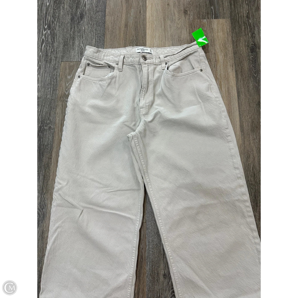 Jeans Wide Leg By Abercrombie And Fitch In Cream Denim, Size: 12