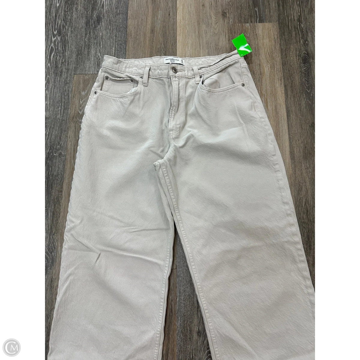 Jeans Wide Leg By Abercrombie And Fitch In Cream Denim, Size: 12