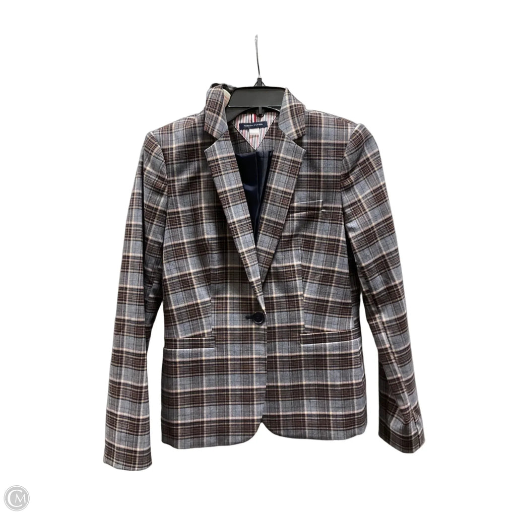 Blouse Long Sleeve By Tommy Hilfiger In Plaid Pattern, Size: Xs