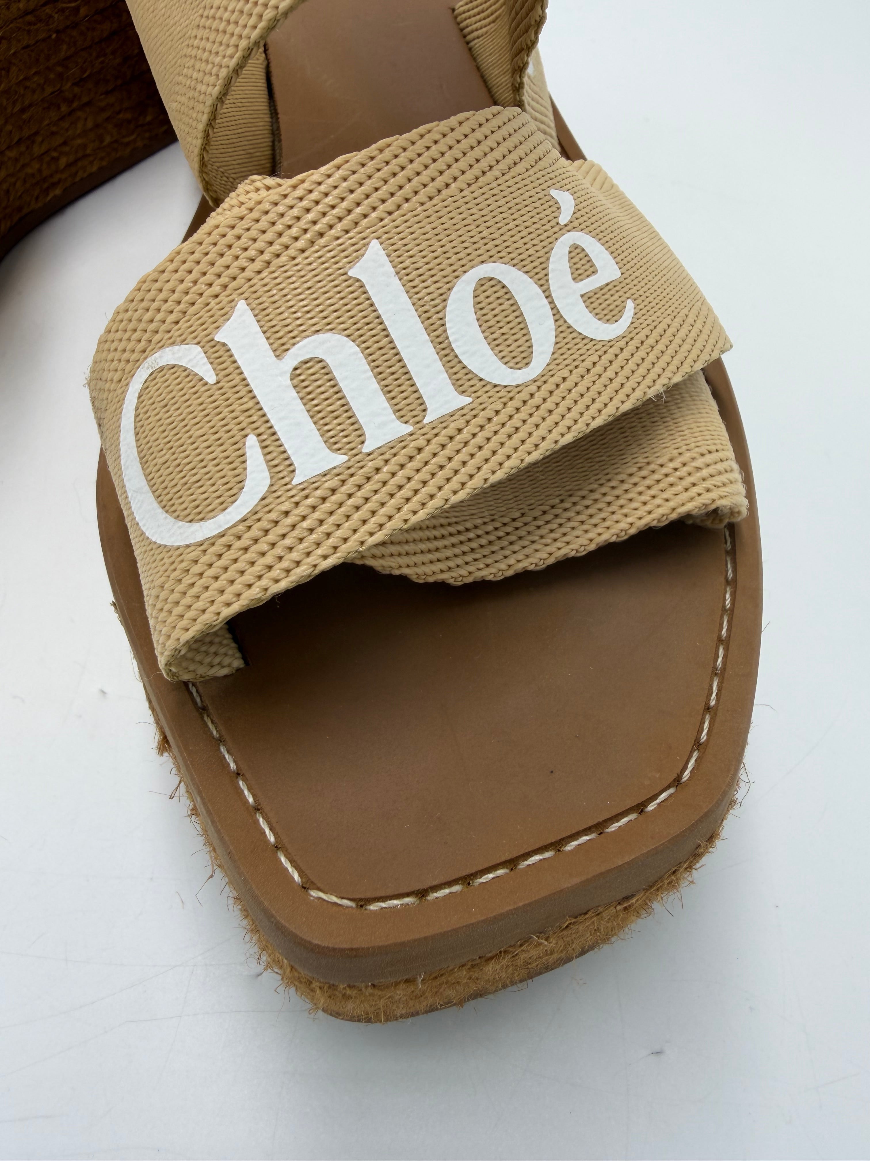 Chloe Woody Wedge Platform Luxury Shoes, Size: 9 (39)