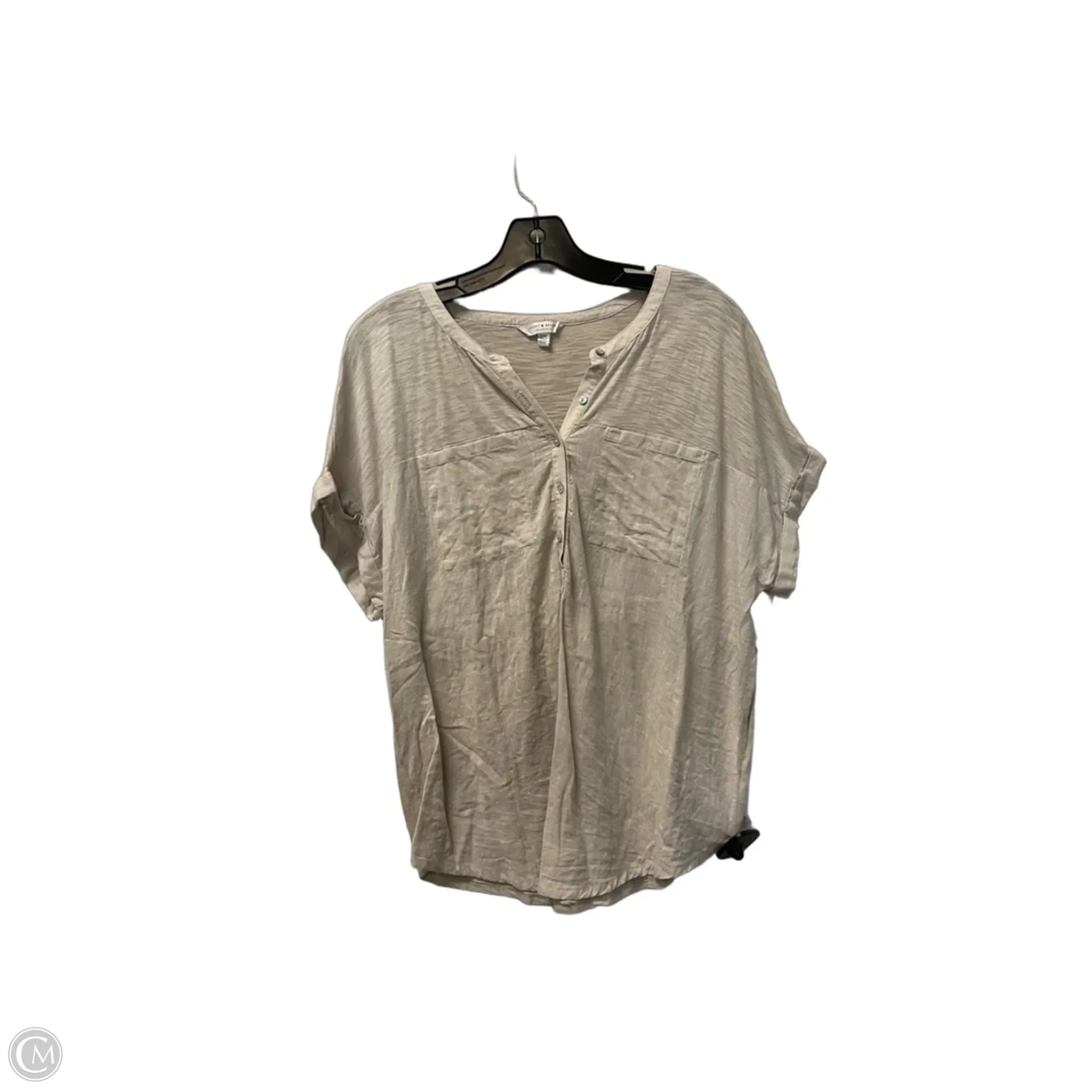 Top Short Sleeve Basic By Lucky Brand In Tan, Size: L