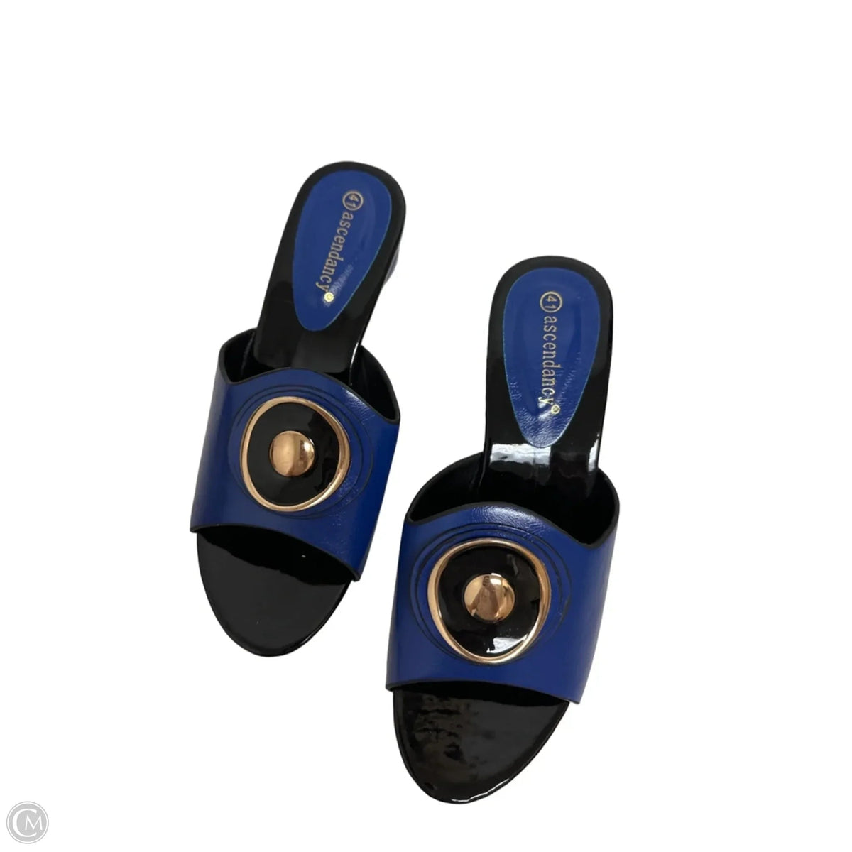 Sandals Heels Block By Clothes Mentor In Black & Blue, Size: 10.5