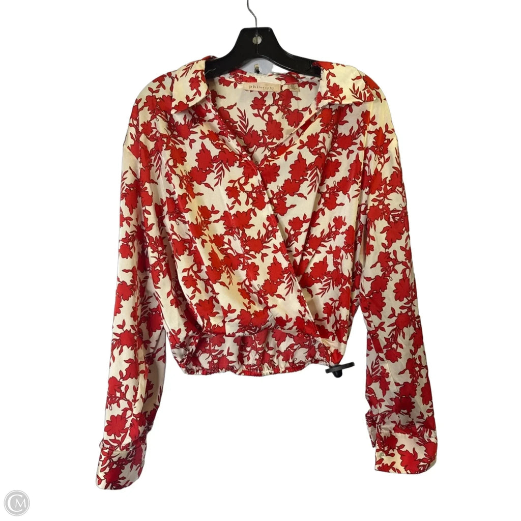Top Long Sleeve By Philosophy In Red, Size: M