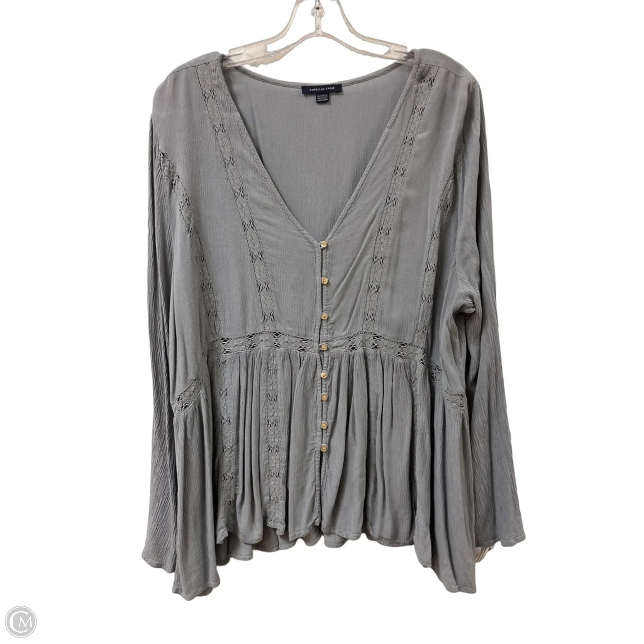 Top Long Sleeve By American Eagle In Blue, Size: 1x