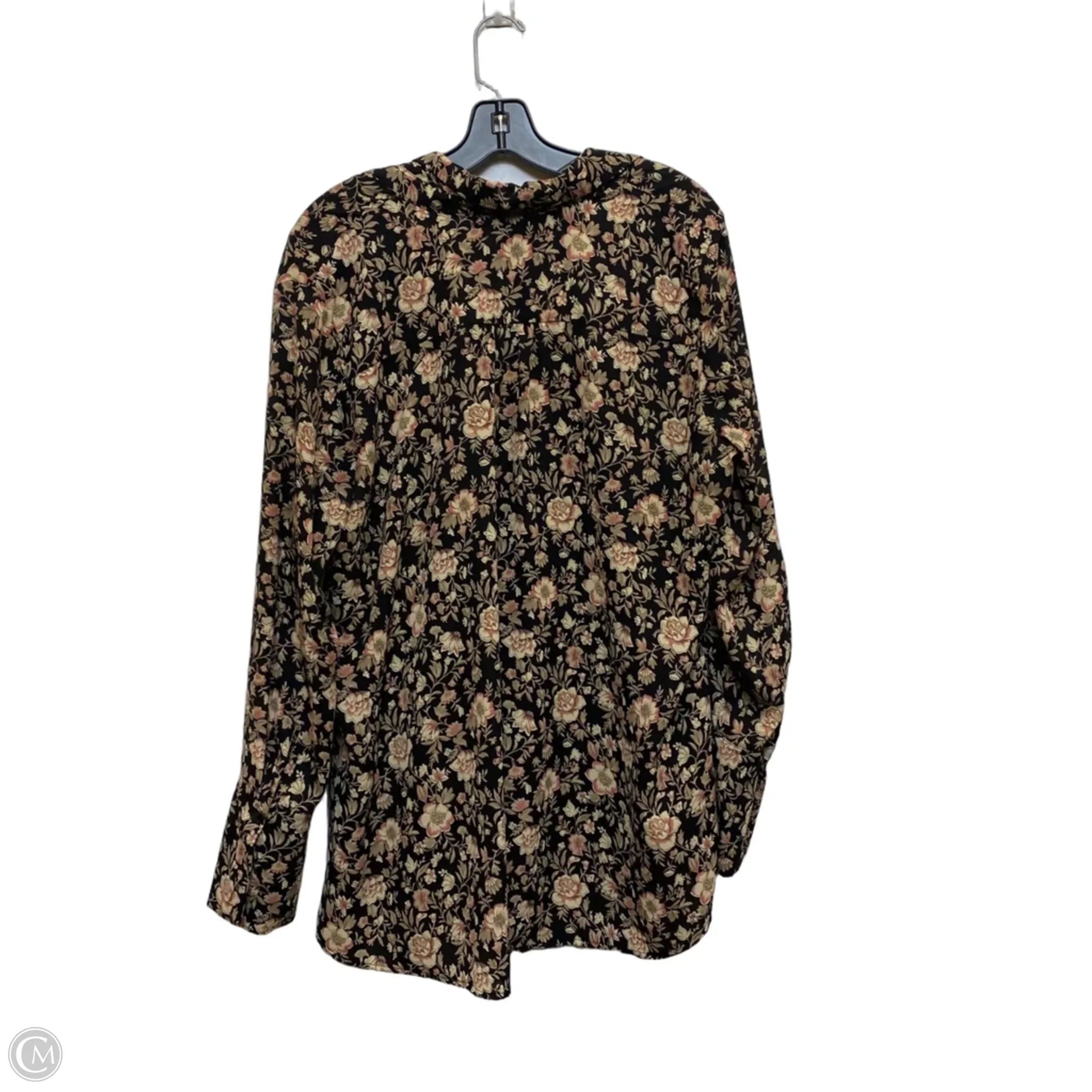 Top Long Sleeve By Pleione In Black & Cream, Size: Xl