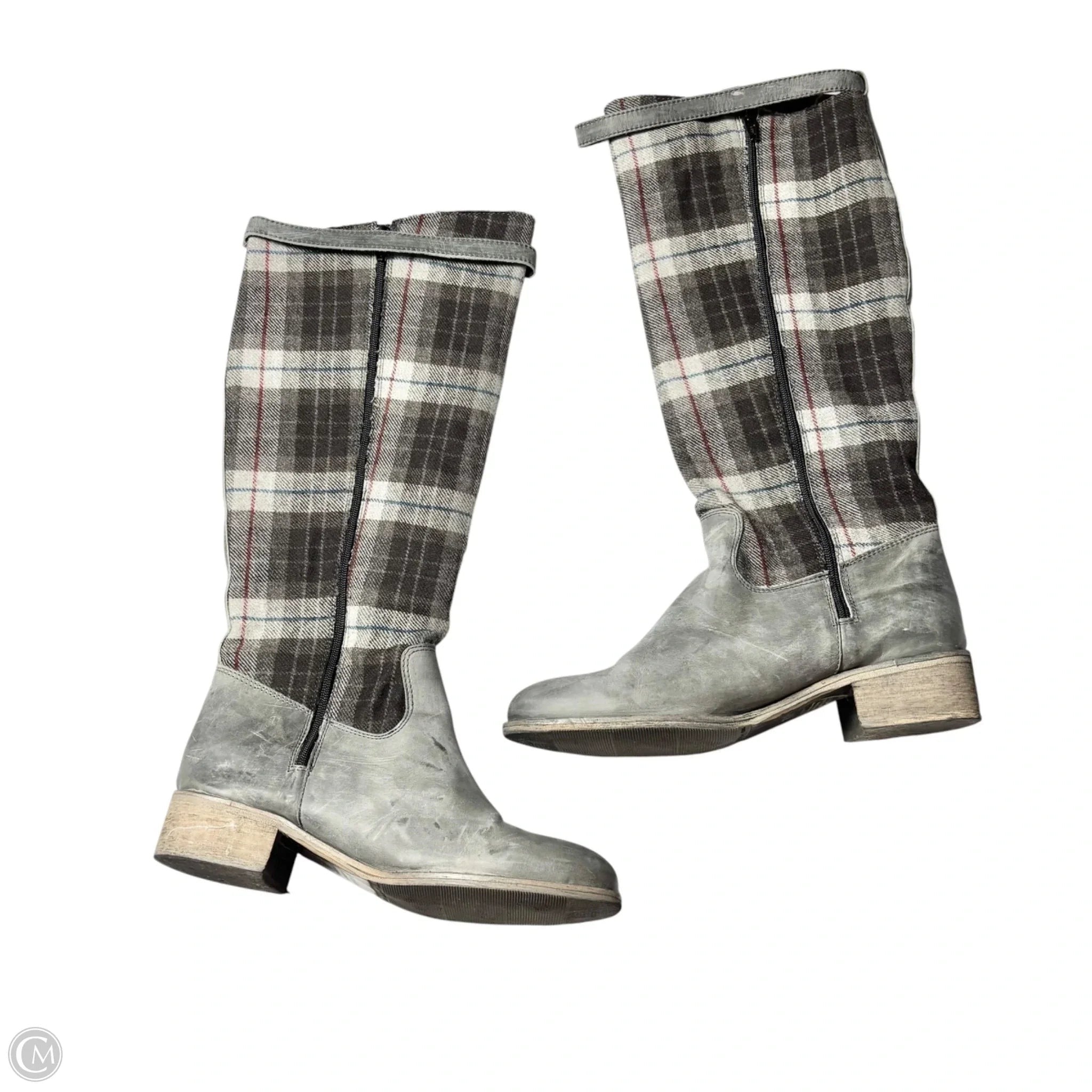 Boots Leather By Charles David In Plaid Pattern, Size: 9.5