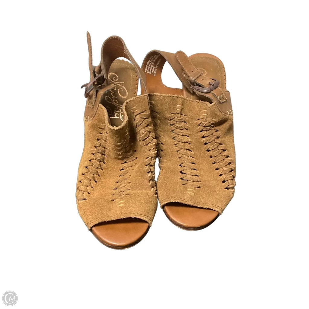 Sandals Heels Block By Naughty Monkey In Brown, Size: 6.5