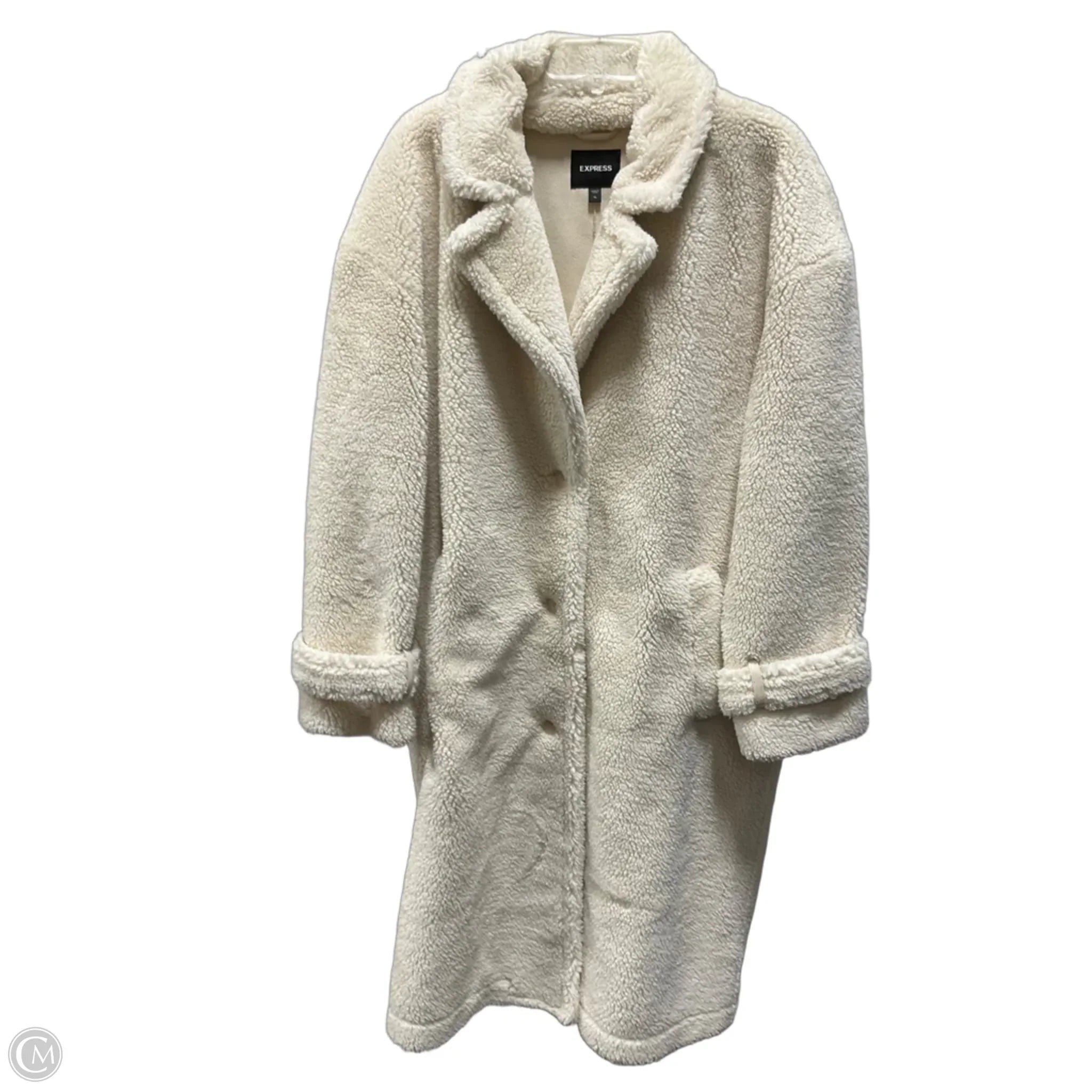 Jacket Faux Fur & Sherpa By Express In Cream, Size: Xl