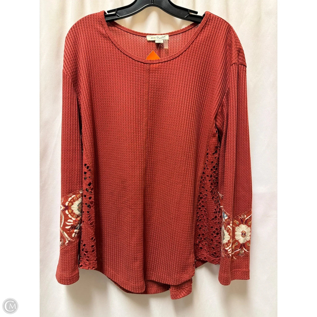 Top Long Sleeve By Simply Noelle In Copper, Size: S
