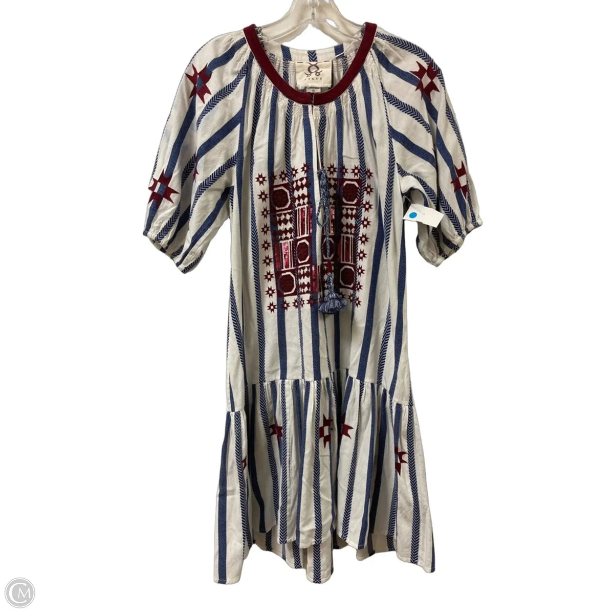 Dress Casual Midi By Cmc In Blue & Red, Size: S