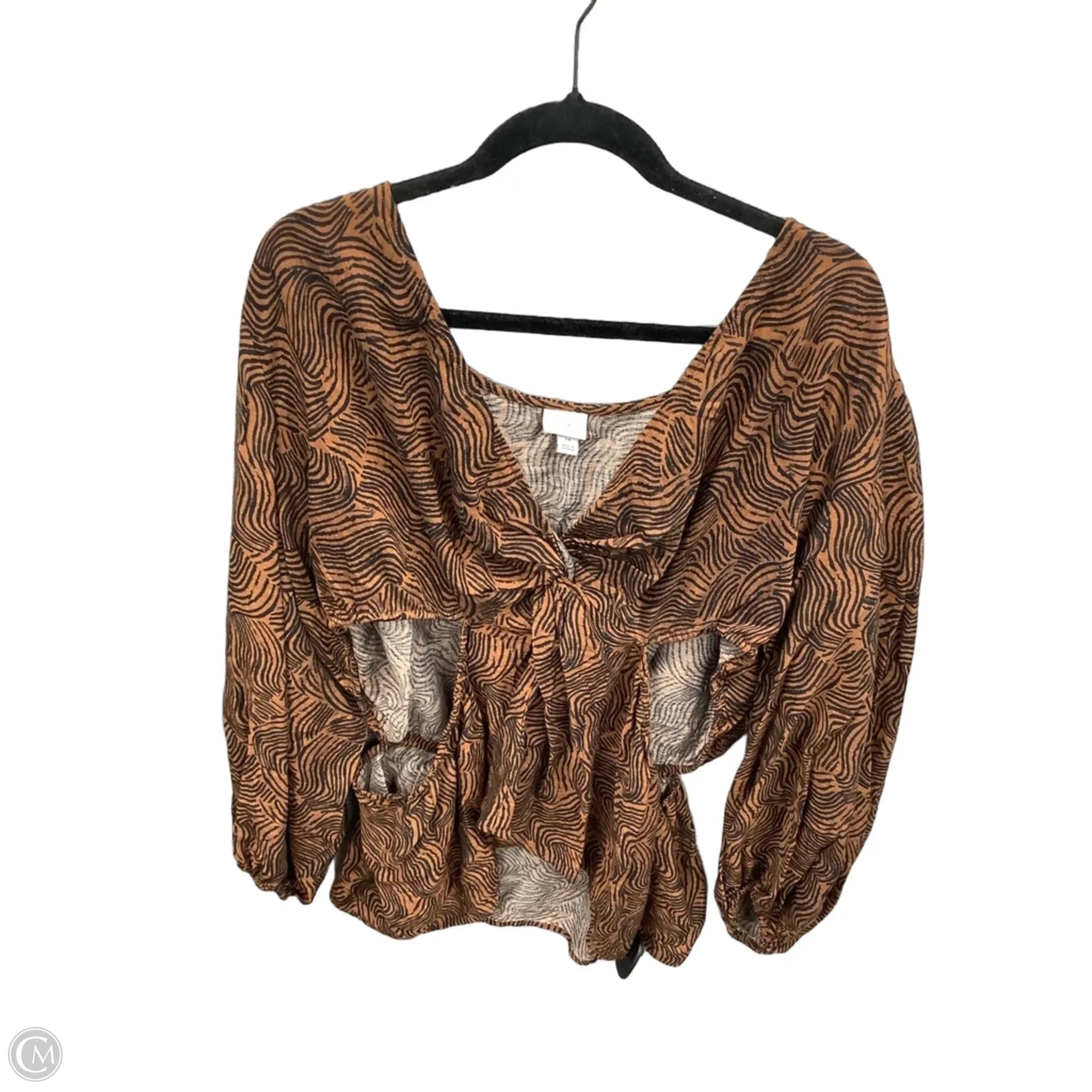 Top Long Sleeve By A New Day In Brown, Size: 2x