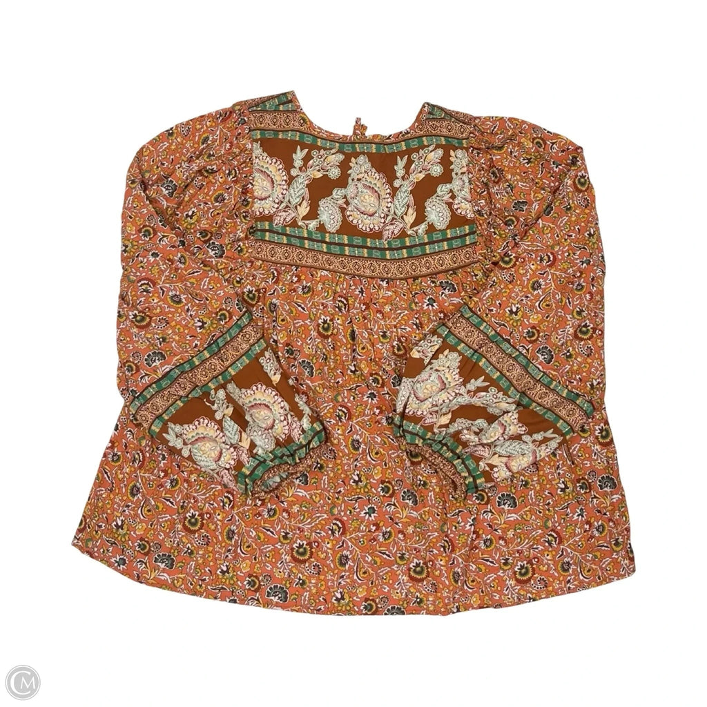 Blouse Long Sleeve By Grace + Karma In Orange, Size: Xl