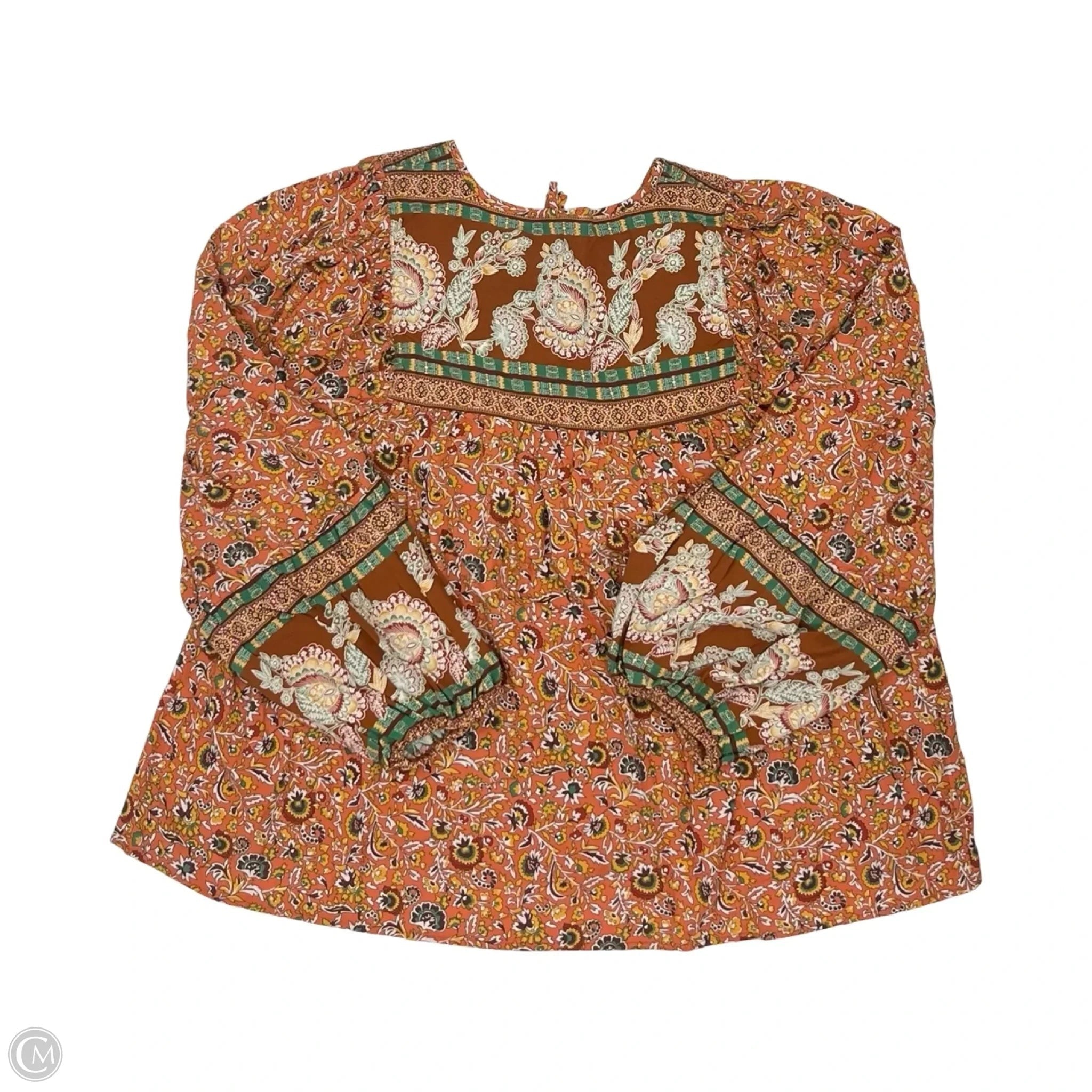 Blouse Long Sleeve By Grace + Karma In Orange, Size: Xl