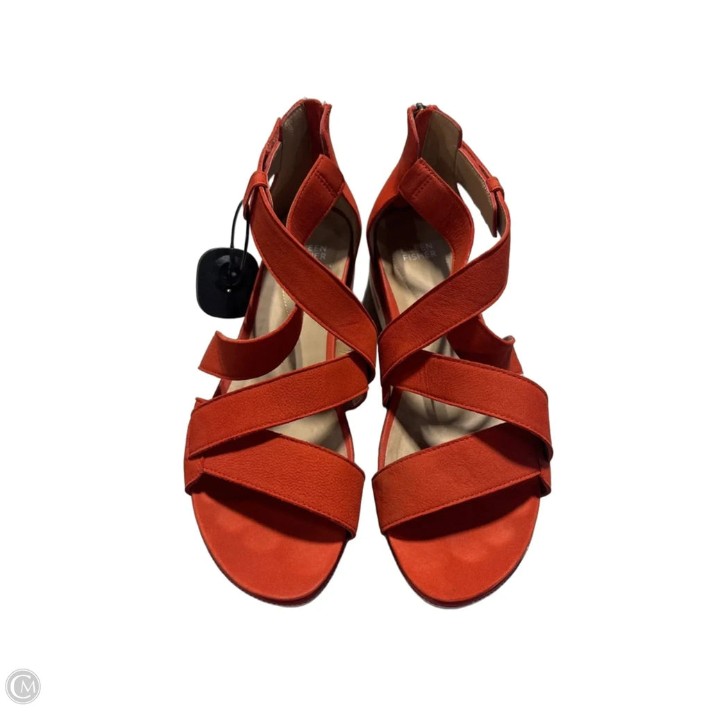 Sandals Flats By Eileen Fisher In Orange, Size: 10