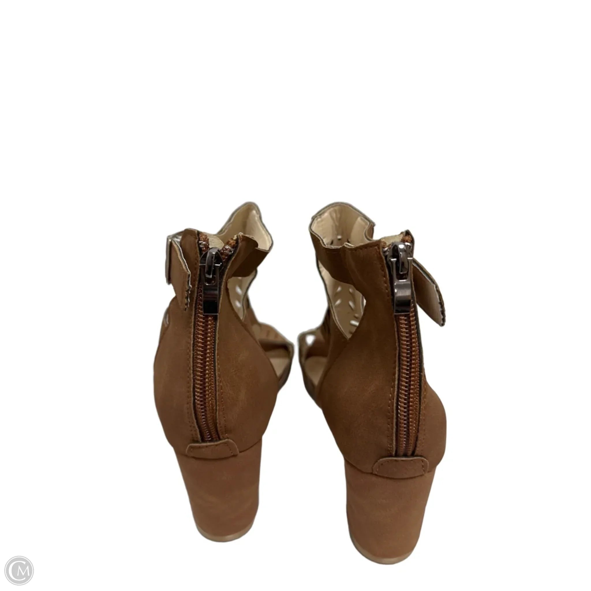 Sandals Heels Block By Clothes Mentor In Brown, Size: 11.5