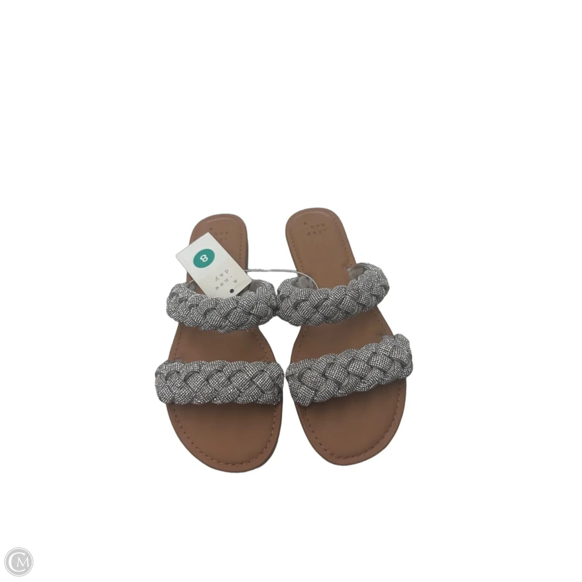 Sandals Flats By A New Day In Silver & Tan, Size: 8