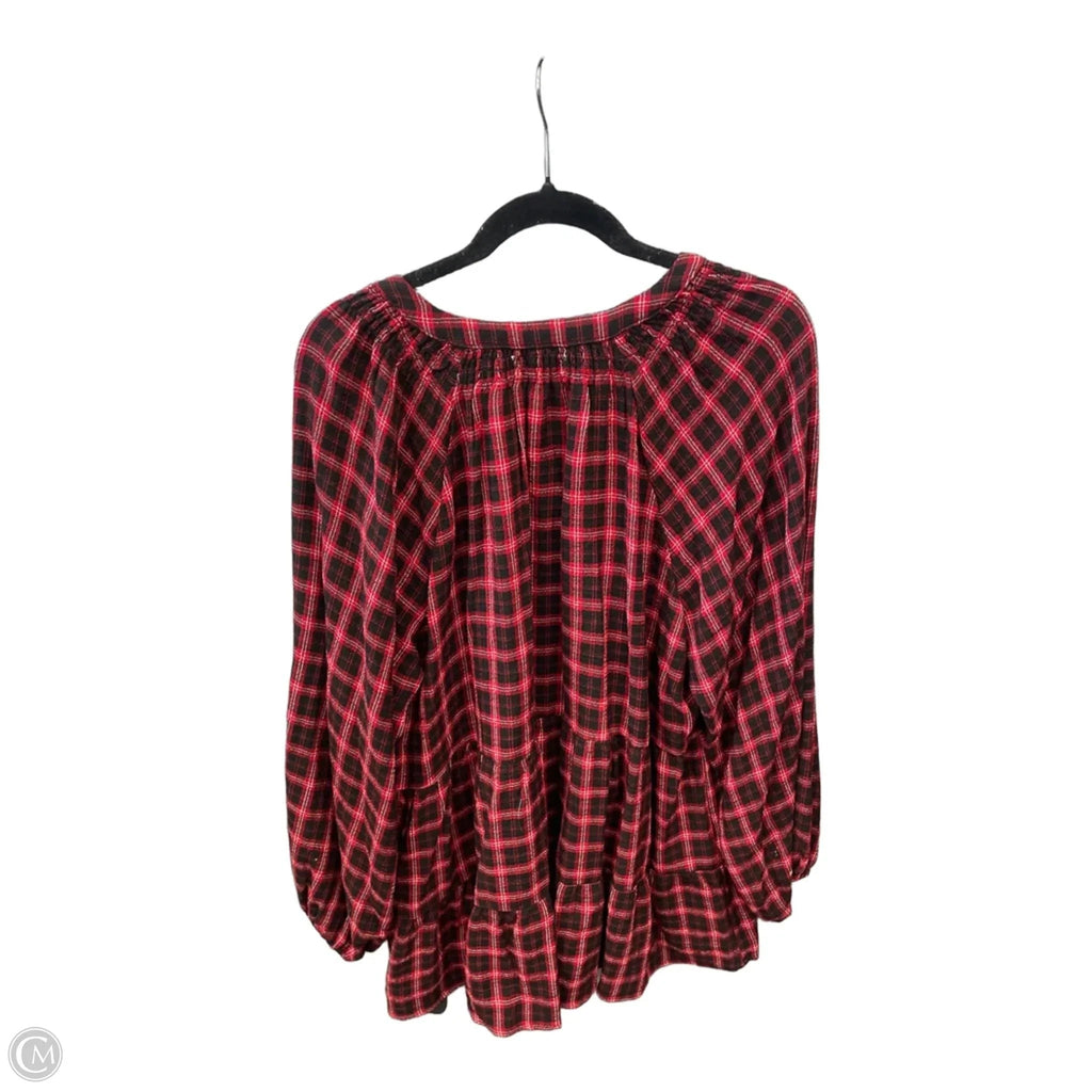 Top Long Sleeve By Maurices In Black & Red, Size: 2x