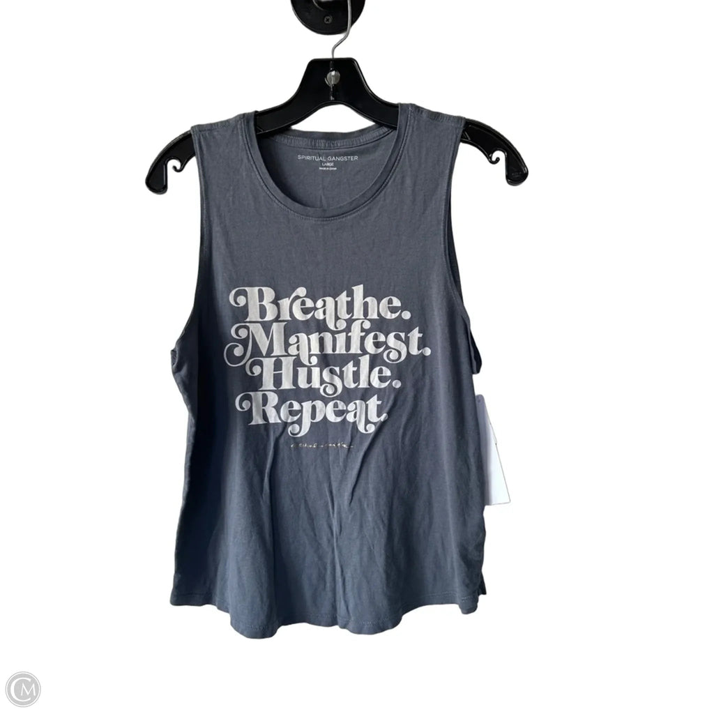 Athletic Tank Top By Spiritual Gangster In Grey & White, Size: L