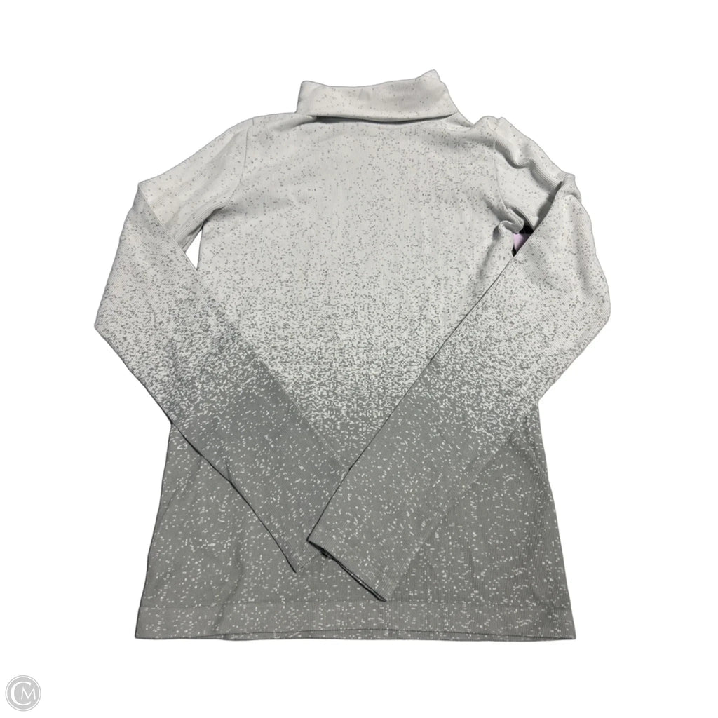 Athletic Top Long Sleeve Collar By Athleta In Grey & White, Size: M