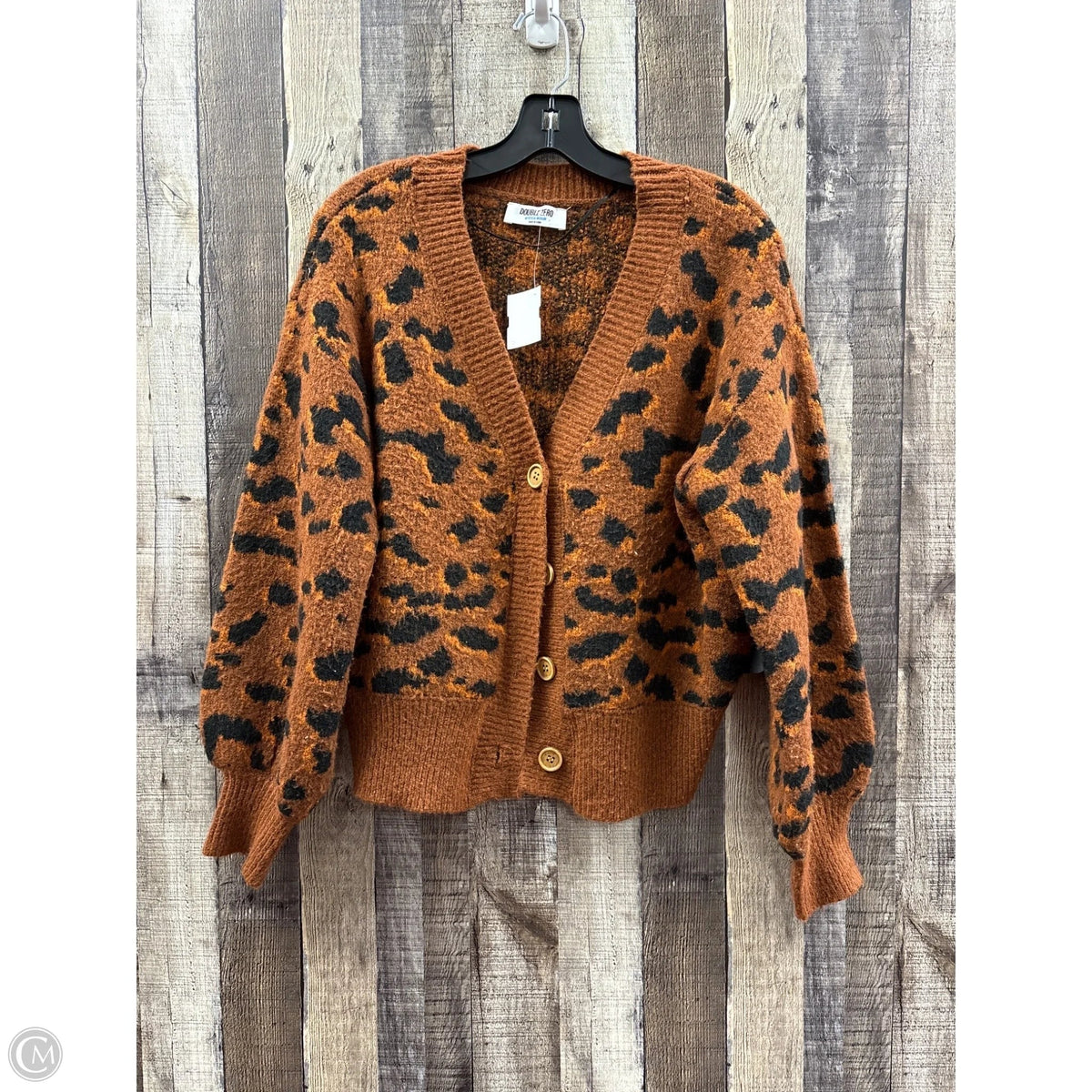 Sweater Cardigan By Double Zero In Brown, Size: M