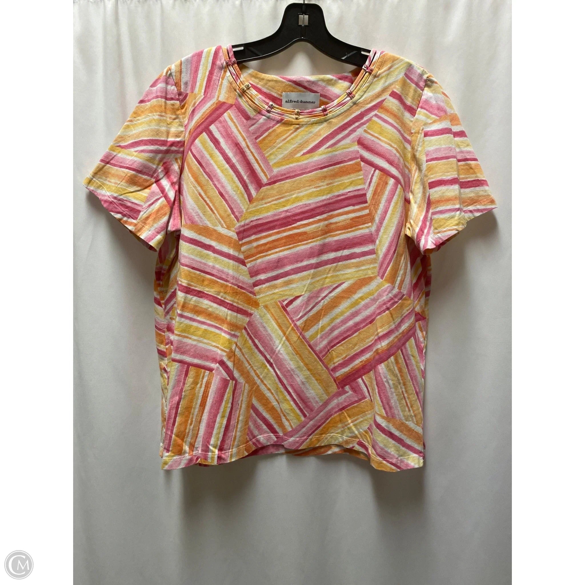 Top Short Sleeve By Alfred Dunner In Pink & Yellow, Size: L
