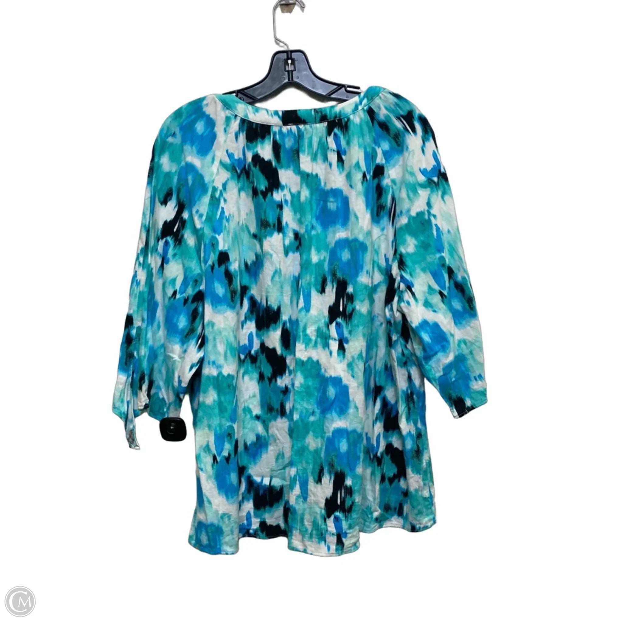 Top 3/4 Sleeve By Jones New York In Blue & Green, Size: 2x