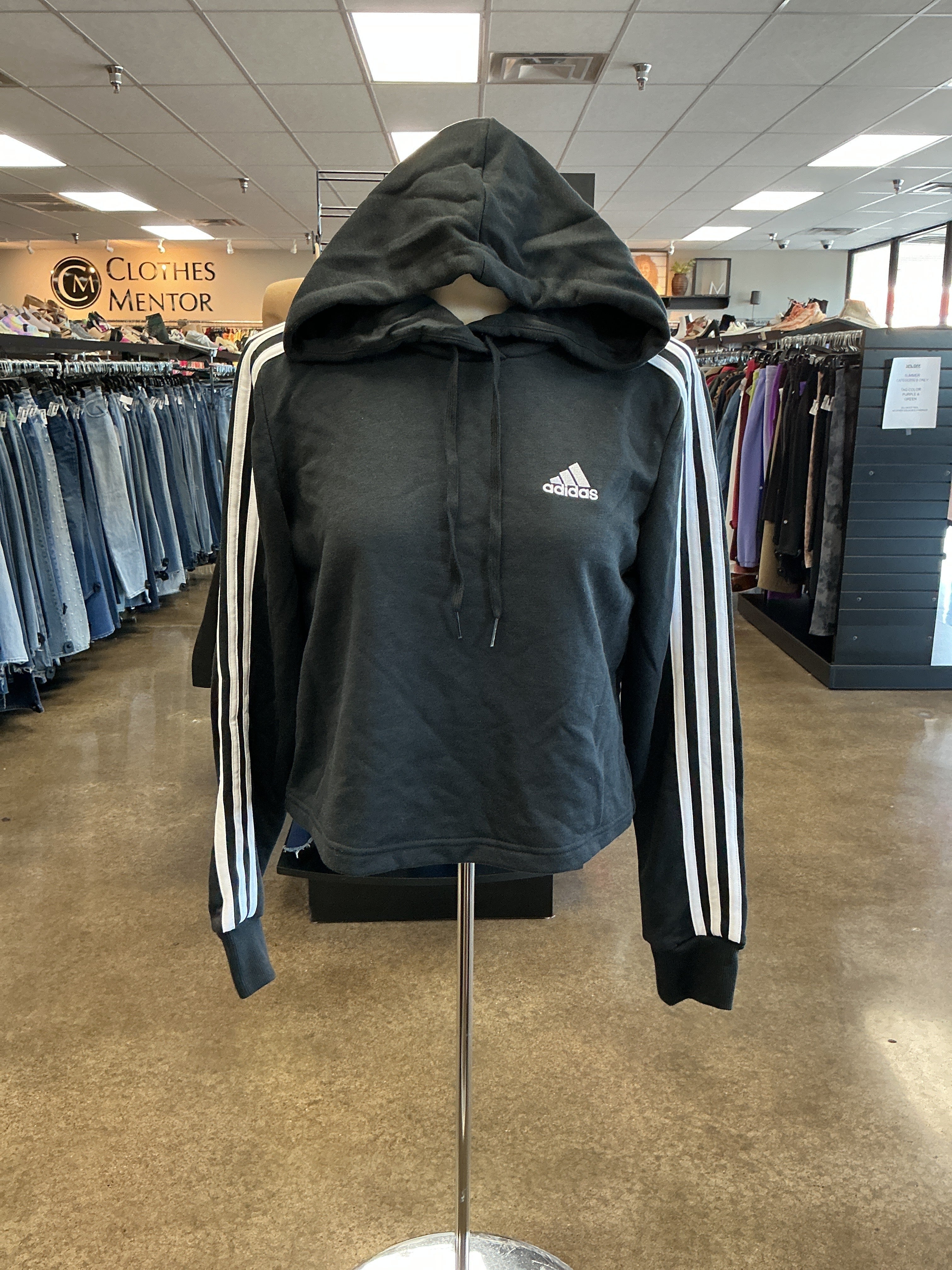 Athletic Sweatshirt Hoodie By Adidas In Black, Size:Xs
