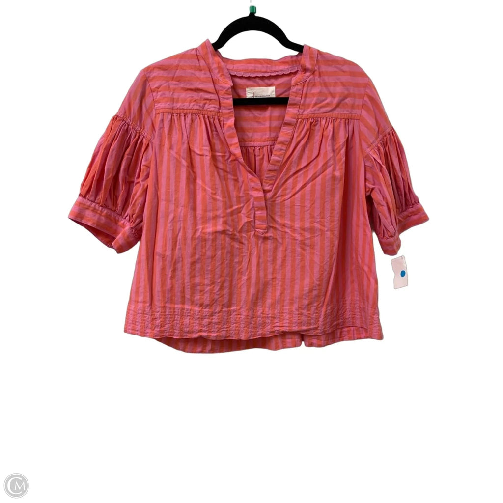 Top Short Sleeve By Anthropologie In Pink, Size: Lp