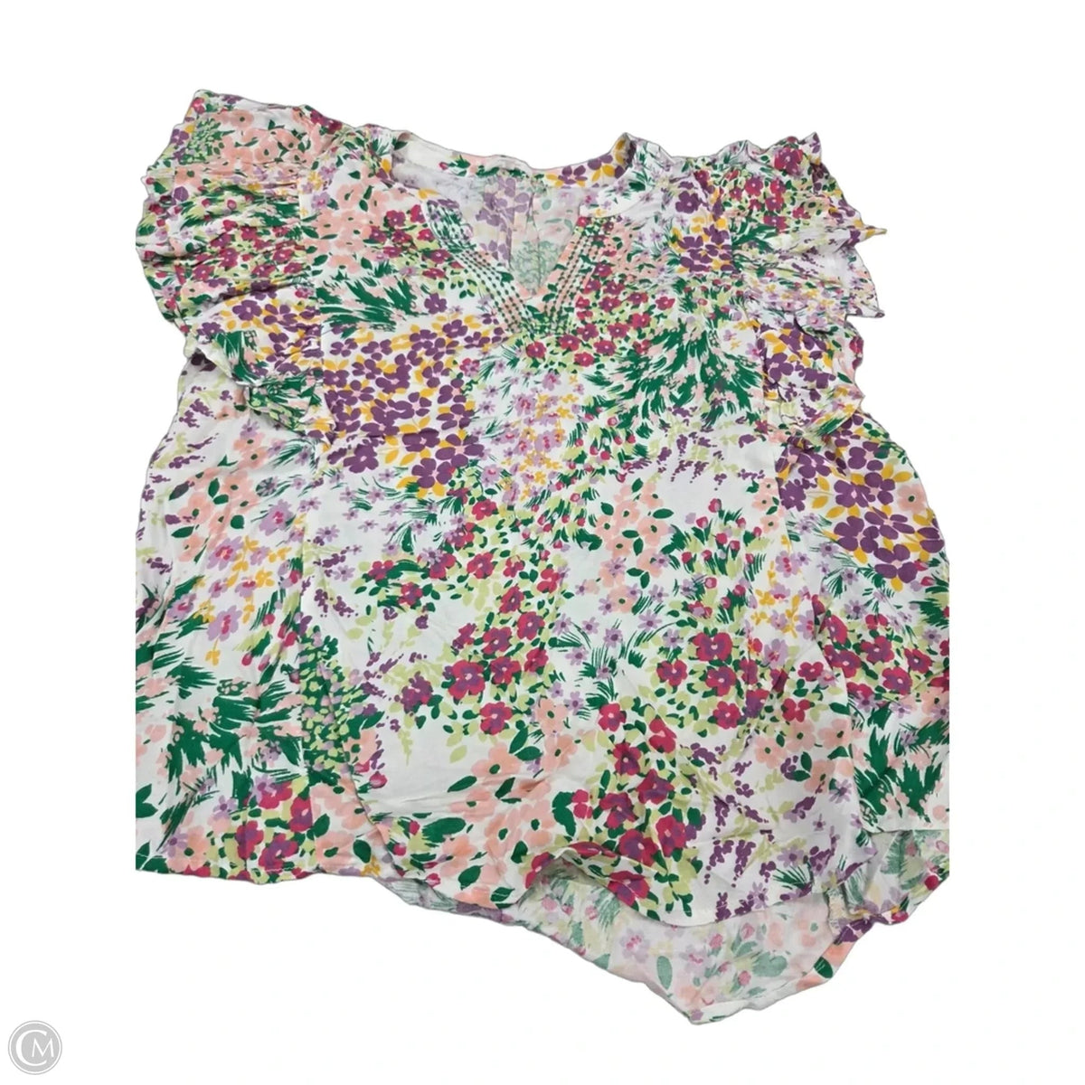 Top Short Sleeve By Maurices In Floral Print, Size: Xl