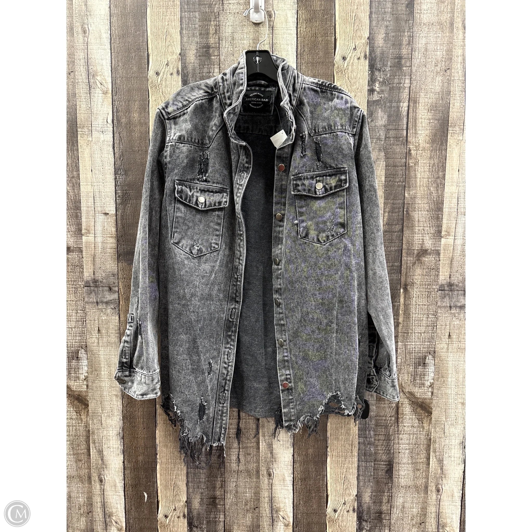 Jacket Denim By American Bazi In Black Denim, Size: L