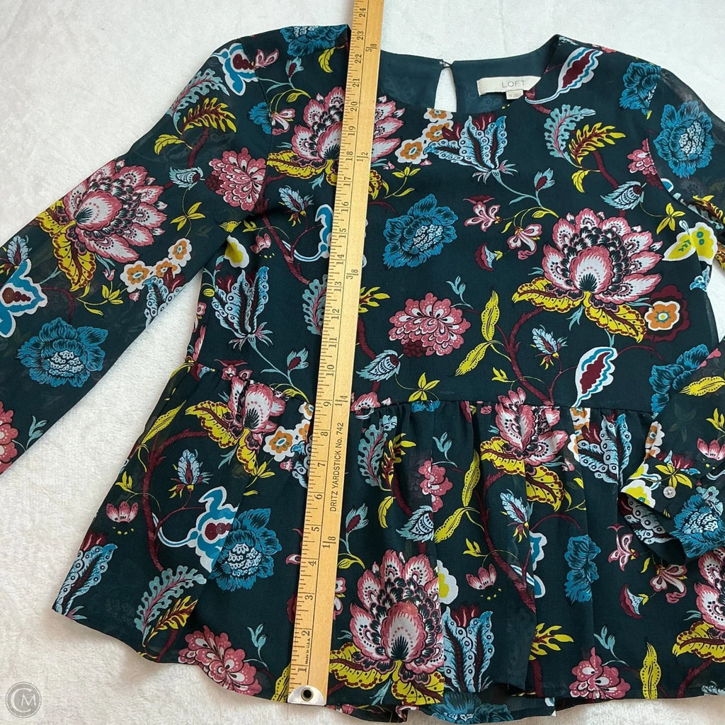 Top Long Sleeve By Loft In Floral Print, Size: Xs