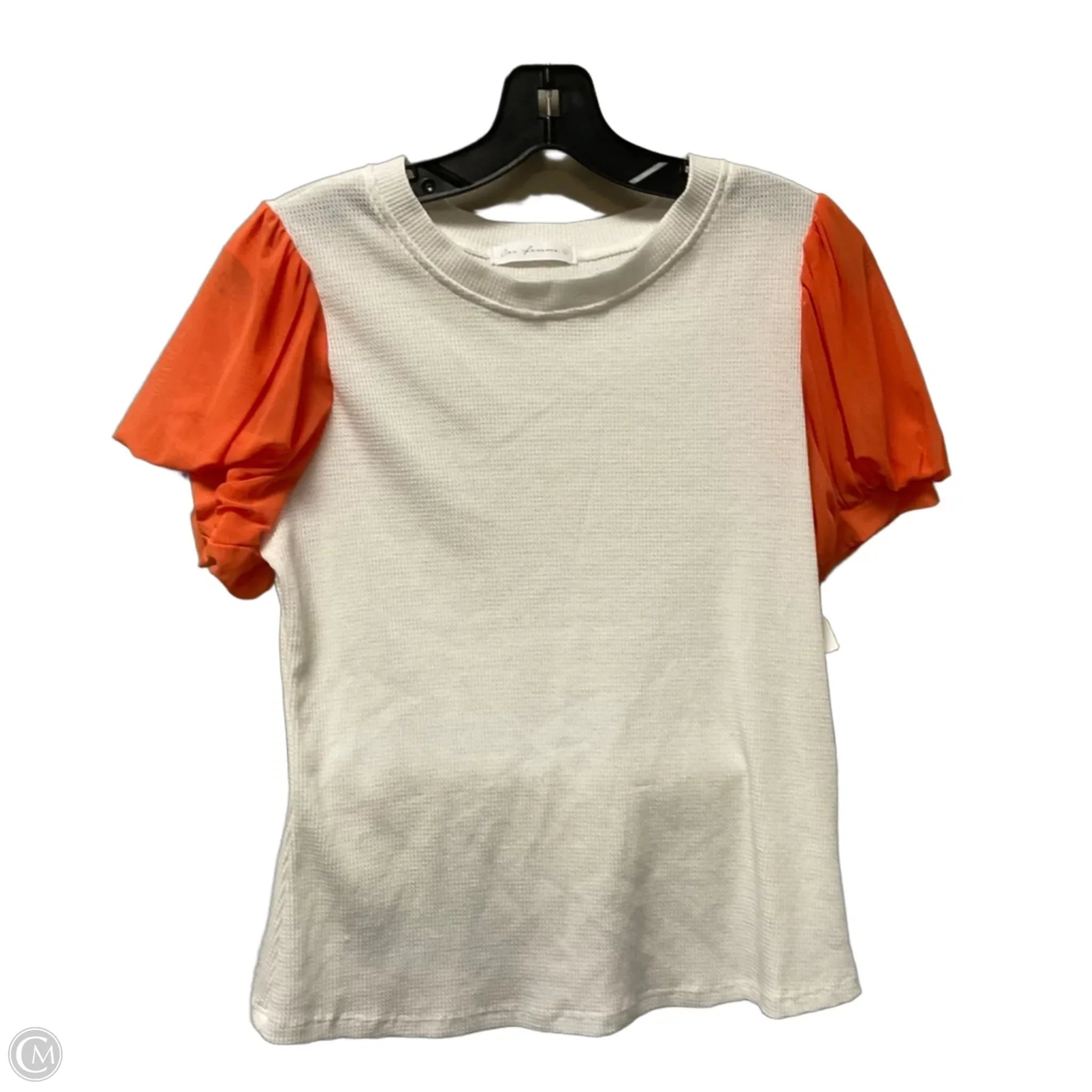 Top Short Sleeve By Ces Femme In Orange & White, Size: L
