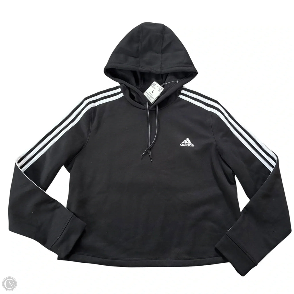 Athletic Top Long Sleeve Hoodie By Adidas In Black, Size: L