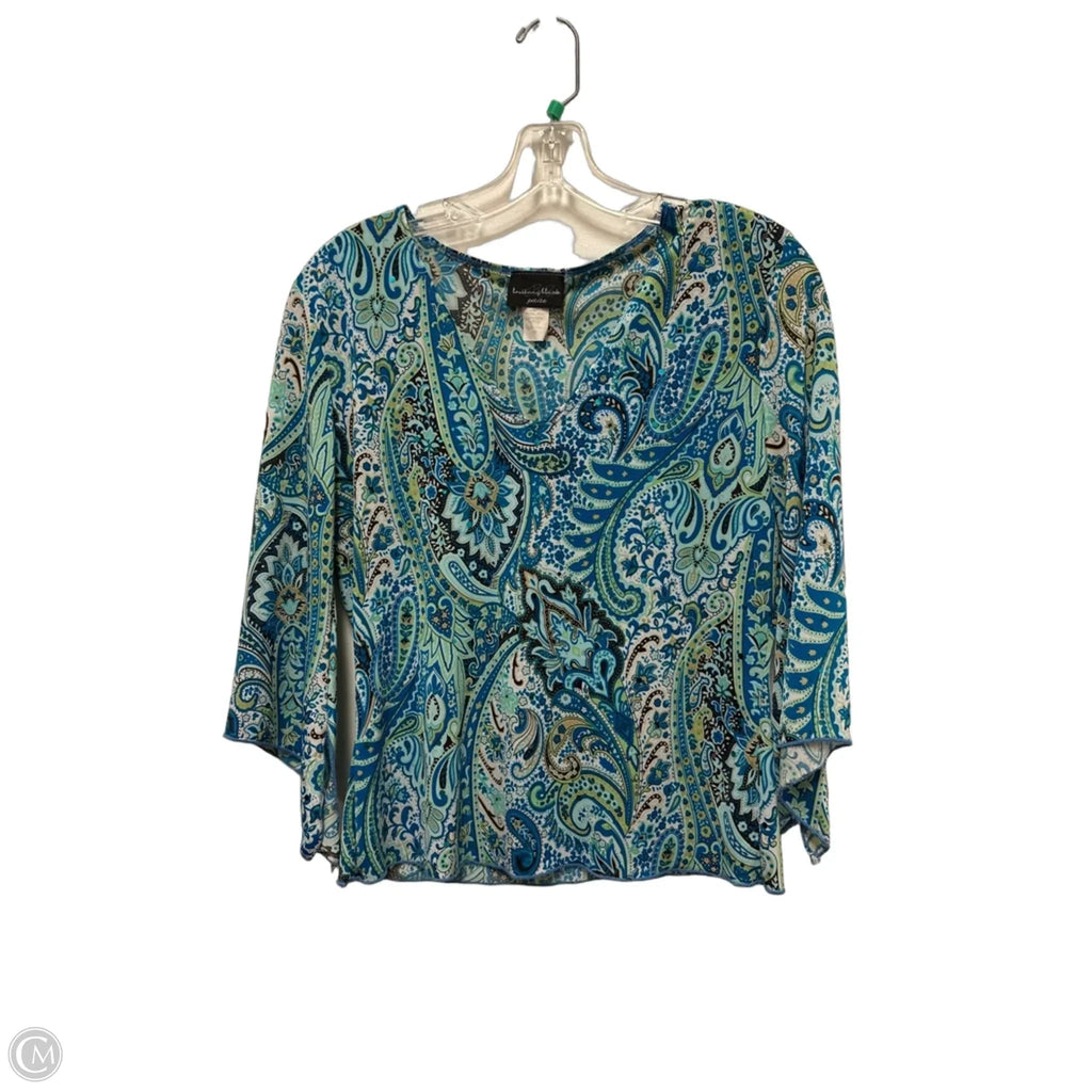 Top Long Sleeve By Brittany Black In Blue & Green, Size: Mp